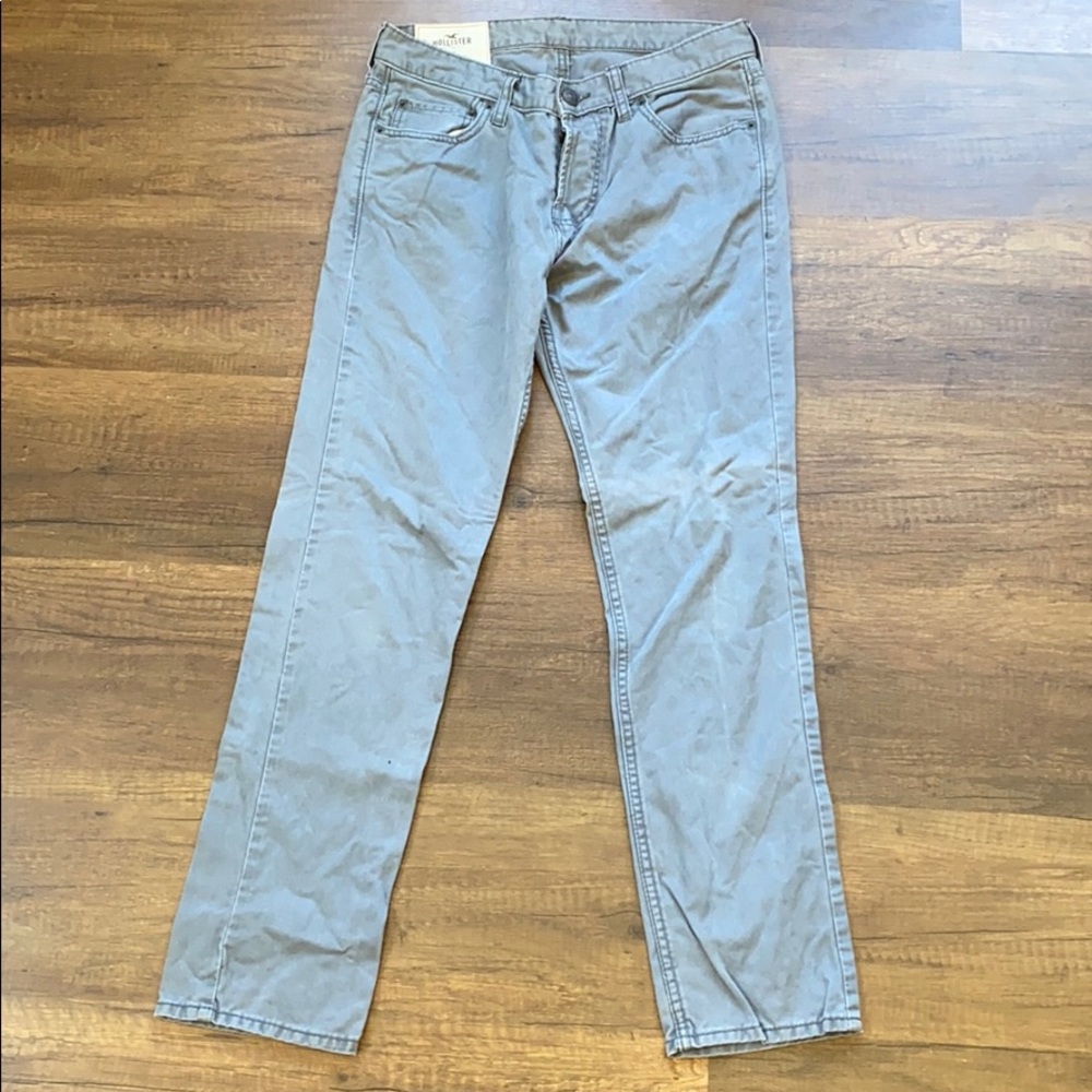 Hollister slim straight gray chino pants